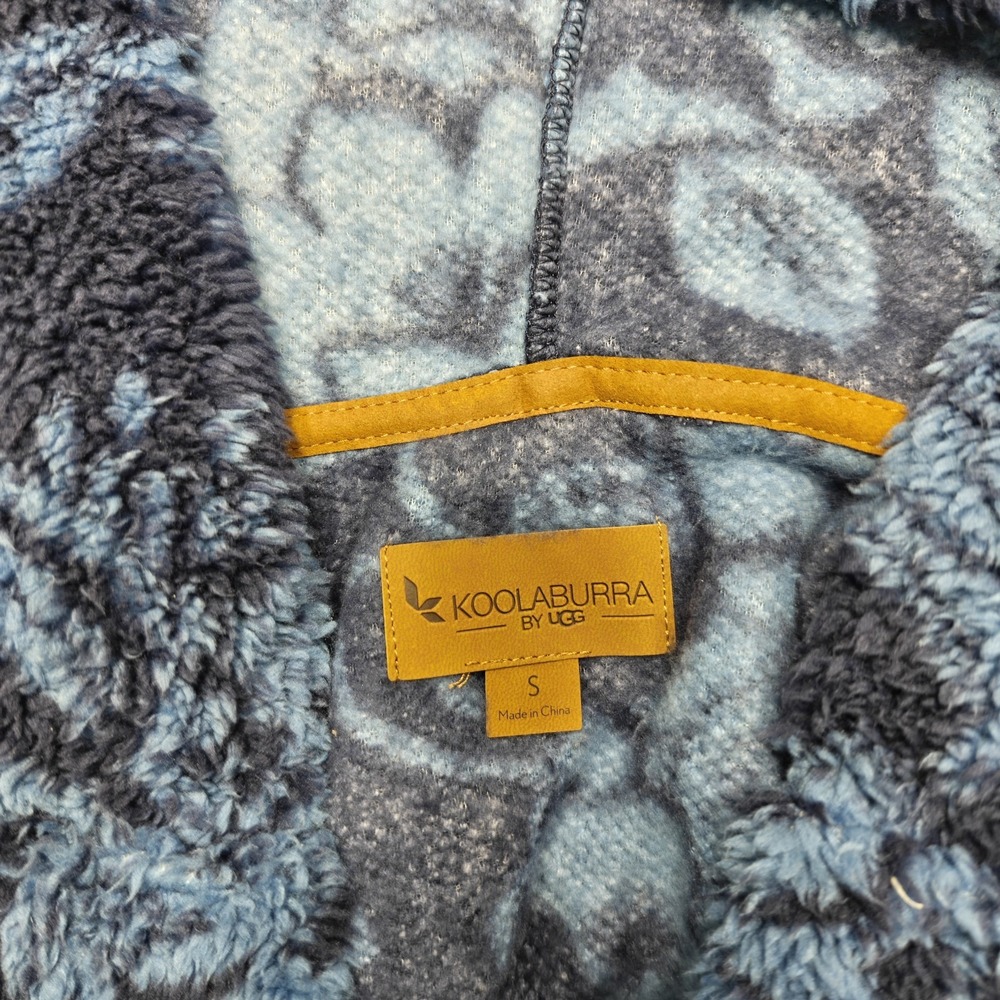 Koolaburra by UGG Women's Hooded Vest Blue Floral Pockets Hoodie Sz Small - Picture 3 of 8